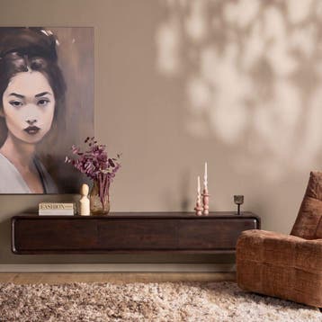 Zwevend tv meubel Allure Bruin Mangohout 160 cm | Starfurn, Ophalen of Verzenden, Nieuw