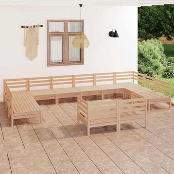 vidaXL 12-delige Loungeset massief grenenhout, Verzenden, Nieuw, Loungeset