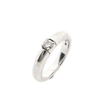 Witgouden solitairring met diamant; 0,08 ct., Gebruikt, Ophalen of Verzenden, 17 tot 18, Met edelsteen