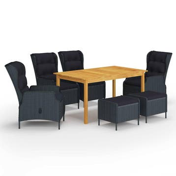 vidaXL 7-delige Tuinset donkergrijs, Verzenden, Nieuw, Hout, Tuinset