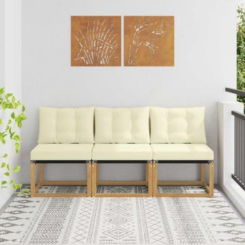 vidaXL 3 st Buiten Midden Sofa Massief acaciahout en, Verzenden, Nieuw, 3 zitplaatsen