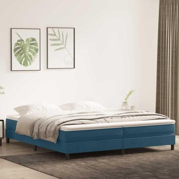 vidaXL Boxspring zonder matras fluweel donkerblauw 200x220, Verzenden, Nieuw, Blauw, Stof