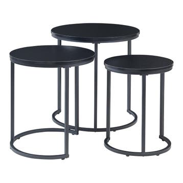 Bijzettafel Ulricehamn set van 3 zwart [en.casa], Huis en Inrichting, Verzenden, Nieuw