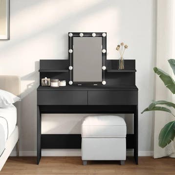 vidaXL Kaptafel met LED-verlichting 100x40x130 cm zwart, Huis en Inrichting, Tafels | Kaptafels, Verzenden, Nieuw