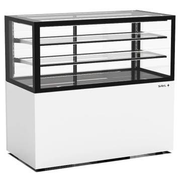 Neutrale Vitrine | INTEGRA | Wit/Zwart | 3 Niveaus | Wielen, Verzenden, Nieuw in verpakking