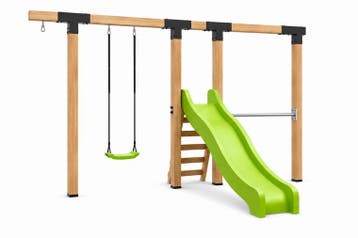 Houten schommel Waldo 400 cm – glijbaan limoengroen, duik., Ophalen of Verzenden, Nieuw