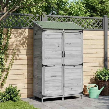 vidaXL Tuinschuur met dak Grijs 106,5 x 56 x 176 cm Massief, Verzenden, Nieuw