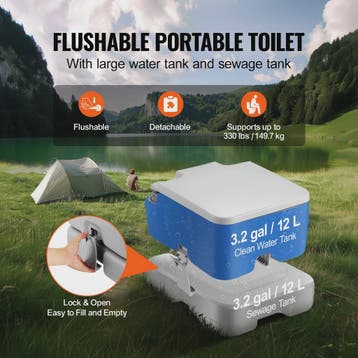 Draagbaar Toilet met Drukknop Spoelsysteem - Lekvrij en Geur, Verzenden, Nieuw