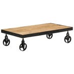 vidaXL Salontafel met wieltjes 100x55x26 cm massief, Verzenden, Nieuw, Overige houtsoorten, 100 tot 150 cm
