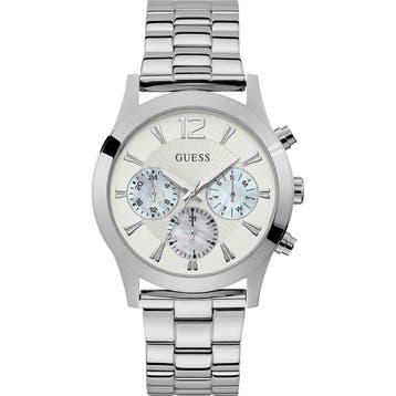 Guess Skylar Dames Horloge 42 mm - Zilverkleurig, Verzenden, Nieuw