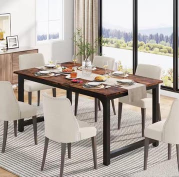 Industriële Eettafel 160x80cm– Hout en Metalen Frame Bruin, 50 tot 100 cm, Verzenden, 150 tot 200 cm, Nieuw