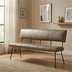 Leren eetkamerbank Solid - Granada Taupe (taupe/bruin) -, Huis en Inrichting, Stoelen, Ophalen of Verzenden, Nieuw, Leer