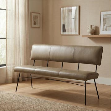 Leren eetkamerbank Solid - Granada Taupe (taupe/bruin) -, Huis en Inrichting, Ophalen of Verzenden, Nieuw, Leer