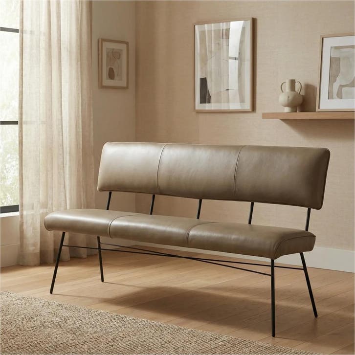 Leren eetkamerbank Solid - Granada Taupe (taupe/bruin) -, Huis en Inrichting, Stoelen, Nieuw, Leer, Ophalen of Verzenden