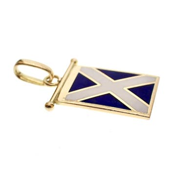 Gouden hanger van de Schotse vlag; Giove Pluvio, Ophalen of Verzenden, Gebruikt, Goud, Overige merken