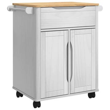 Servicewagen Hout 72cm | Tweedekansje | Laatste Stuk!, Minder dan 50 cm, Wit, Ophalen of Verzenden, Zo goed als nieuw