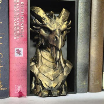 Old dragon Book Nook - 3D Printed fantasy Decor gift for him, Verzenden, Nieuw