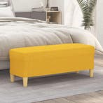 vidaXL Bankje 100x35x41 cm stof lichtgeel, Huis en Inrichting, Banken | Bankstellen, Verzenden, Nieuw, Stof, Minder dan 150 cm