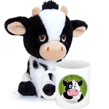 Cadeauset kind - koe knuffel - 18 cm - mok - 300 ml, Verzenden, Nieuw
