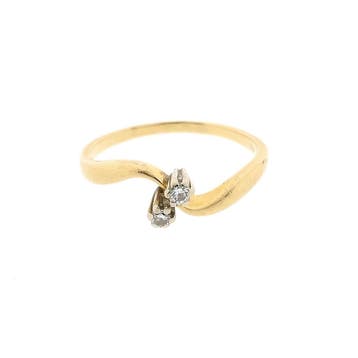 Gouden toi et moi ring met diamanten; 0,03 ct., Gebruikt, Ophalen of Verzenden, 17 tot 18, Met edelsteen