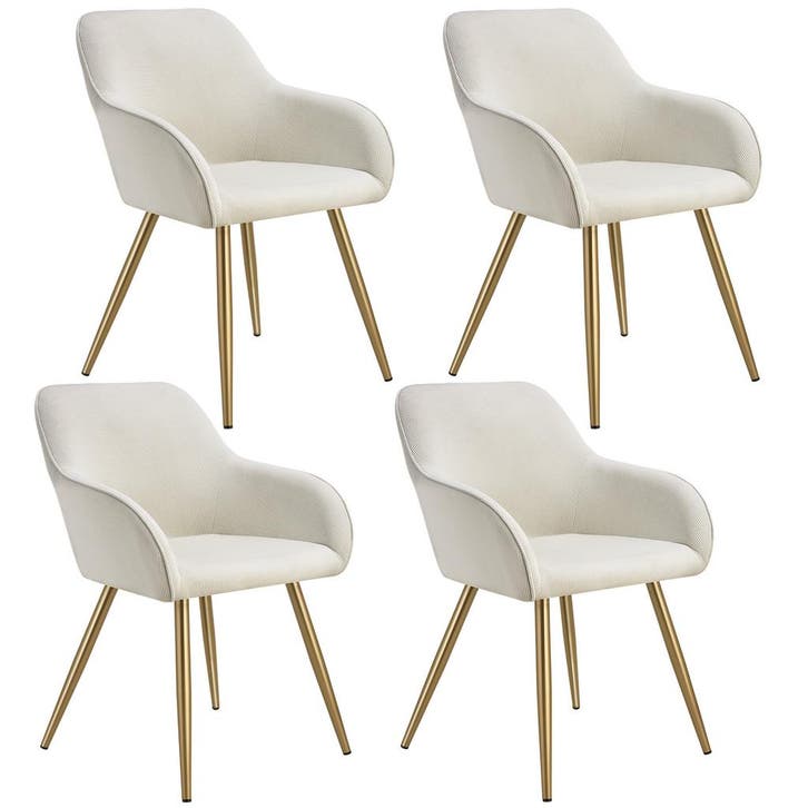 Eetkamerstoel Marilyn, koordlook, gestoffeerd - creme/goud,, Huis en Inrichting, Stoelen, Verzenden