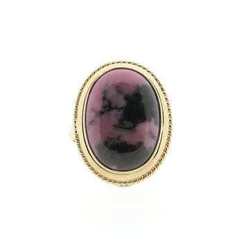 Vintage gouden ring met Rhodoniet, Gebruikt, Ophalen of Verzenden, 17 tot 18, Met edelsteen