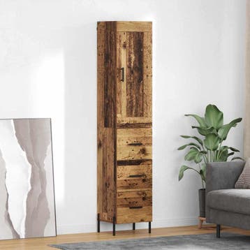 vidaXL Highboard Oud Hout 34,5 x 34 x 180 cm Bewerkt hout, Minder dan 50 cm, Verzenden, Nieuw, Minder dan 100 cm