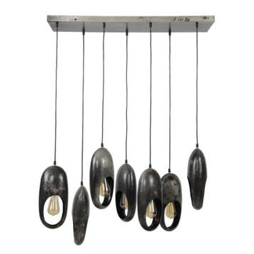 Hanglamp 7 open oog dubllen en oud zilver, Nieuw