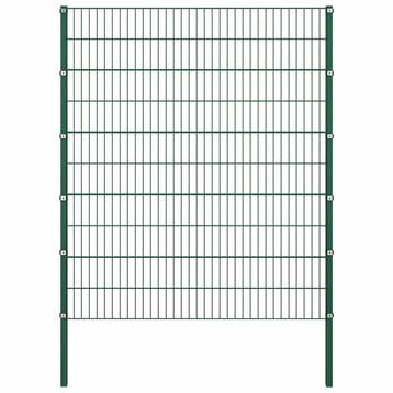vidaXL Schuttingpaneel met palen ijzer 176,5x200 cm groen, Verzenden, Nieuw, IJzer, 2 meter of meer