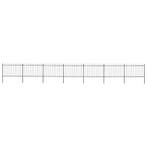 vidaXL Tuinhek met ringtop staal 1248x120 cm zwart, Verzenden, Nieuw, IJzer, 1 tot 2 meter