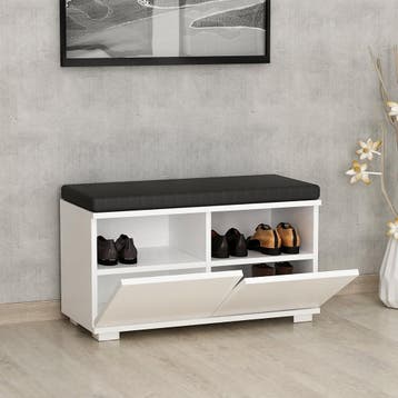 [en.casa] Schoenenrek Brande 42x80x35 cm wit, Verzenden, Nieuw