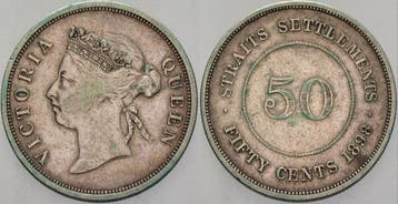 50 Cents 1898 Straits Settlements Victoria, 1837-1901, Verzenden
