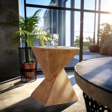 Zandloper Bijzettafel Hout-look van Lichtgewicht Beton, 45 tot 60 cm, Overige materialen, Minder dan 55 cm, Verzenden