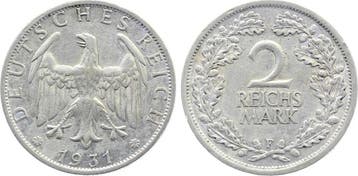 Duitsland 2 Reichsmark 1931 F sehr schoen/vorzueglich zilver, Verzenden