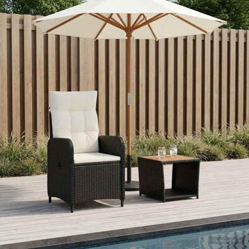 vidaXL Tuin loungeset 2 st Zwart en Cream Wit, Huis en Inrichting, Overige Huis en Inrichting, Verzenden, Nieuw