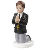 Taarttopper Communie Jongen met Kruis Polystone 7cm, Verzenden, Nieuw