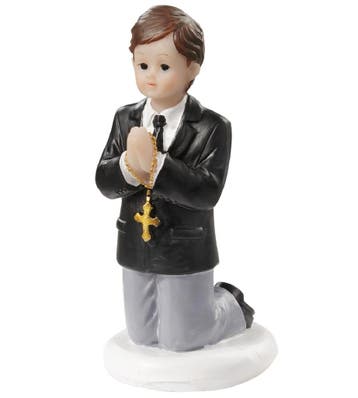 Taarttopper Communie Jongen met Kruis Polystone 7cm, Verzenden, Nieuw
