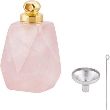 Gedenk hanger mini urn van edelsteen Rose Quartz goudkleu..., Ophalen of Verzenden, Nieuw, Kraal