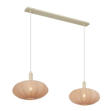 Japandi hanglamp beige met stoffen kap 2-lichts - Bida, Verzenden, Nieuw, Japandi