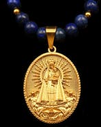 Lapis lazuli - Maagd en Kind – Regina Caeli medaille -