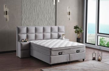 Opberg Boxspring Zand - diverse maten, Verzenden, Nieuw, Tweepersoons