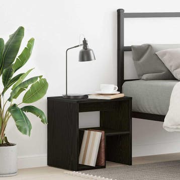 vidaXL Nachtkastje Zwart Eiken 40 x 30 x 40 cm Bewerkt hout, Minder dan 45 cm, Verzenden, Nieuw, Minder dan 55 cm