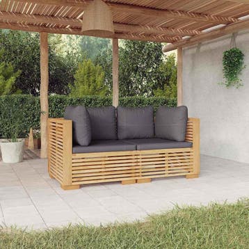 vidaXL Tuinhoekbanken 2 st met kussens massief teakhout, Verzenden, Nieuw, Hout, 2 zitplaatsen