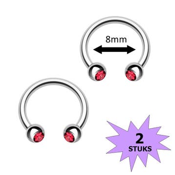 Fako Bijoux - Circular Barbell Piercing - Hoefijzer Kristal, Verzenden, Nieuw