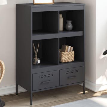 vidaXL buffetkast 68x39x101,5 cm staal antracietkleurig, Huis en Inrichting, Minder dan 50 cm, Verzenden, 100 tot 150 cm, Nieuw
