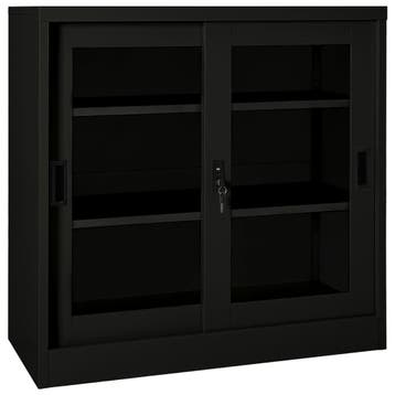 vidaXL Roldeurkast 90x40x90 cm staal zwart, Verzenden, Nieuw