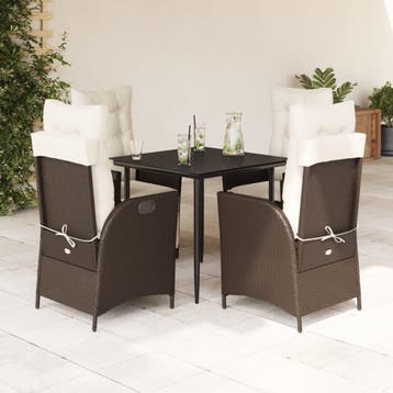 vidaXL 5-delige Tuinset met kussens poly rattan bruin, Tuin en Terras, Verzenden, Nieuw, 4 zitplaatsen, Tuinset