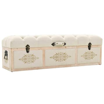vidaXL Opbergbank 110 cm crèmekleurig massief vurenhout en, Huis en Inrichting, Verzenden, Nieuw