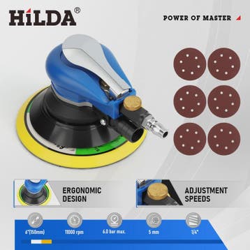 HILDA Pneumatische Excentrische Schuurmachine 150mm - Kracht, Verzenden, Nieuw