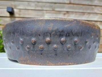 Bonsaischaal 26cm x 8cm - bruin/zwart geglazuurd - Hoogte